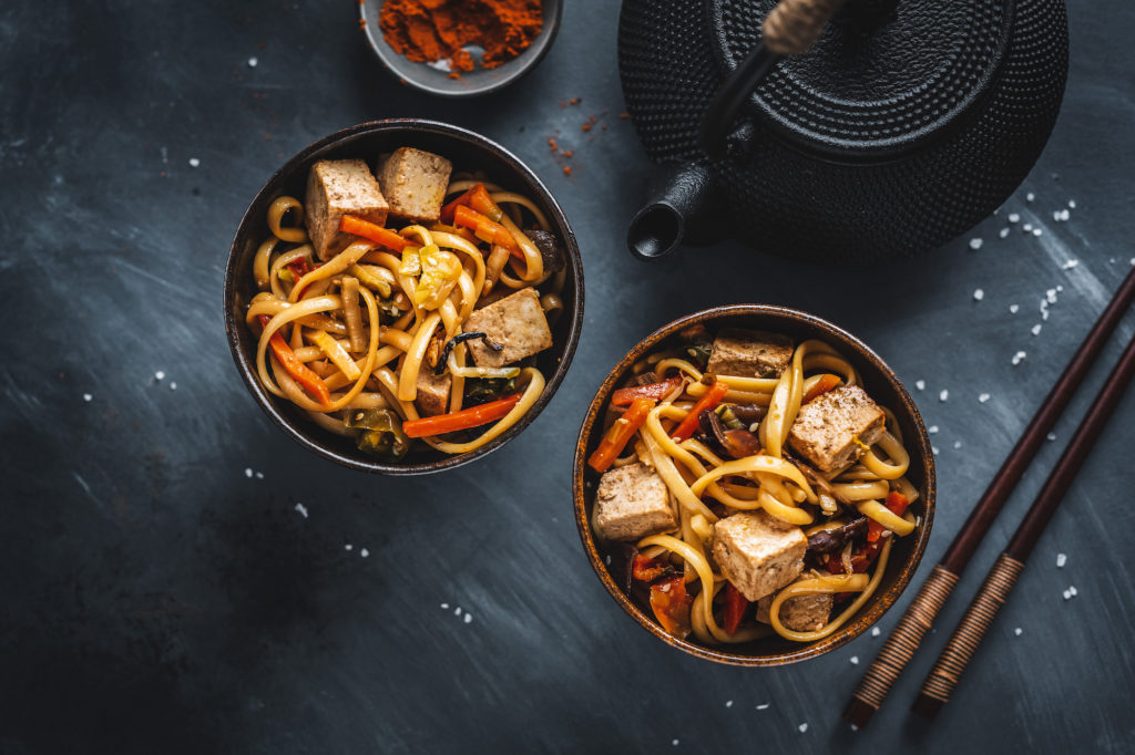 SAITAKU Tofu udon noodle stir fry